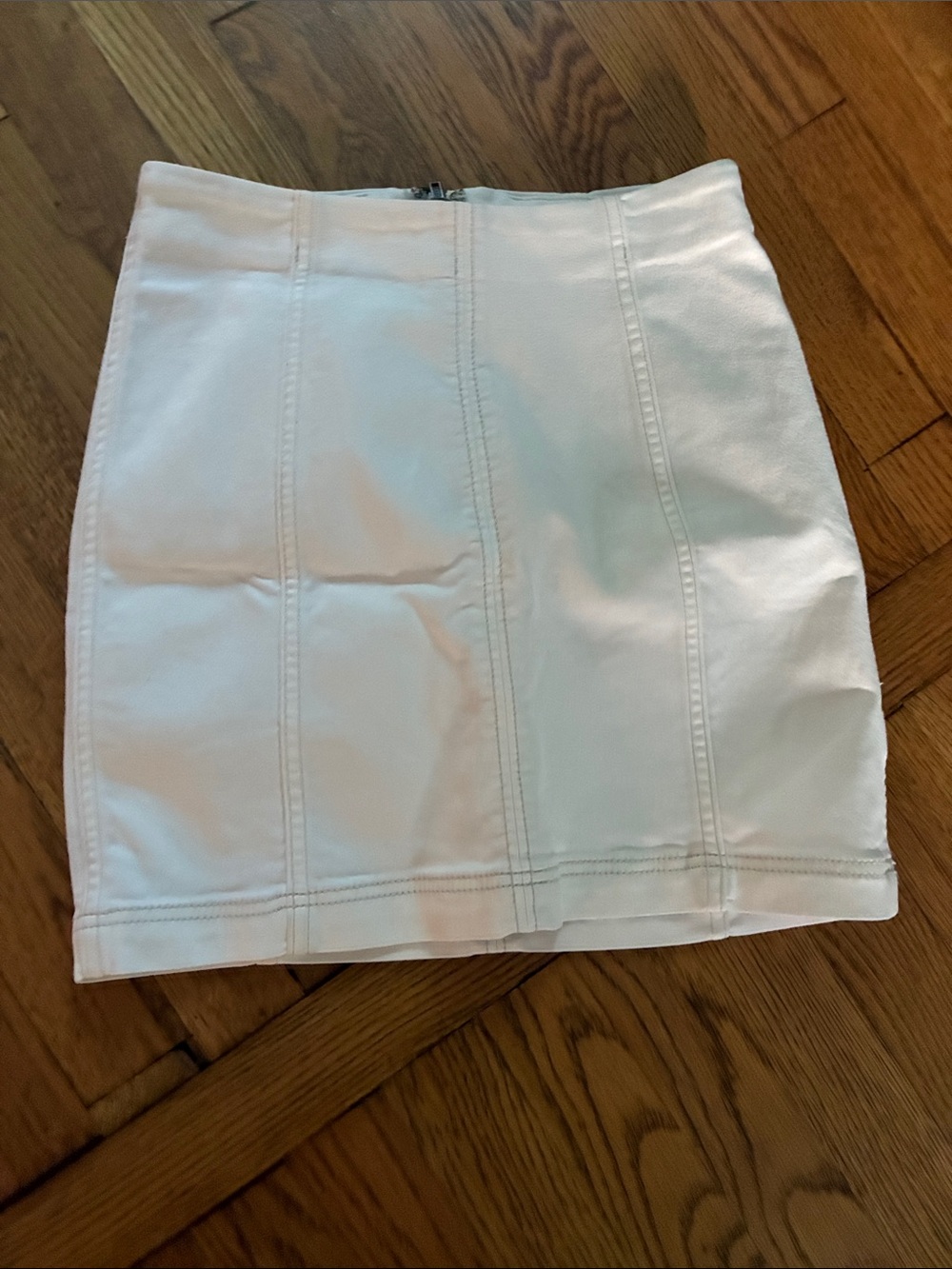 Free People White Panel-Stitch Mini Skirt